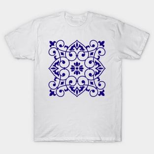 Antique Azulejo Tile Floral Pattern T-Shirt